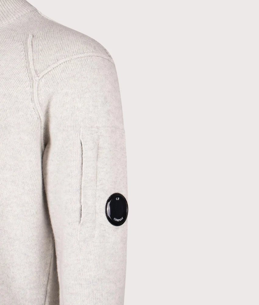 C.P. COMPANY - Pull demi-zippé en laine d'agneau GRS Écru chiné - Lothaire