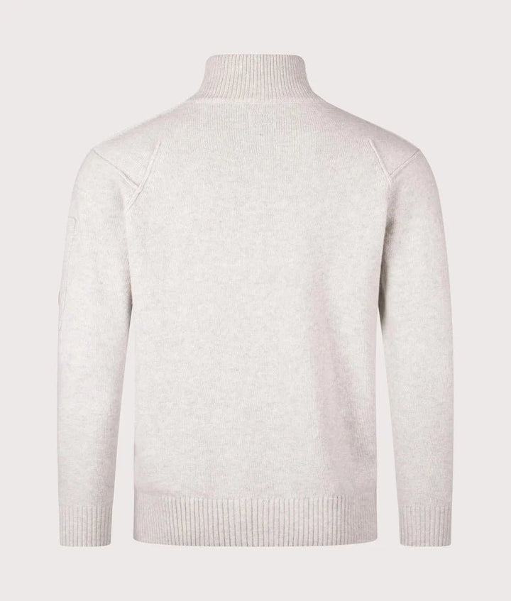 C.P. COMPANY - Pull demi-zippé en laine d'agneau GRS Écru chiné - Lothaire
