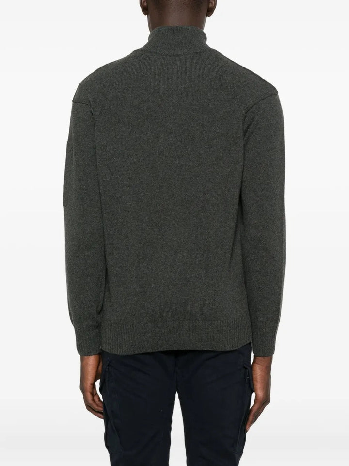 C.P. COMPANY - Pull en Laine à Col Zippé Gris Foncé - Lothaire