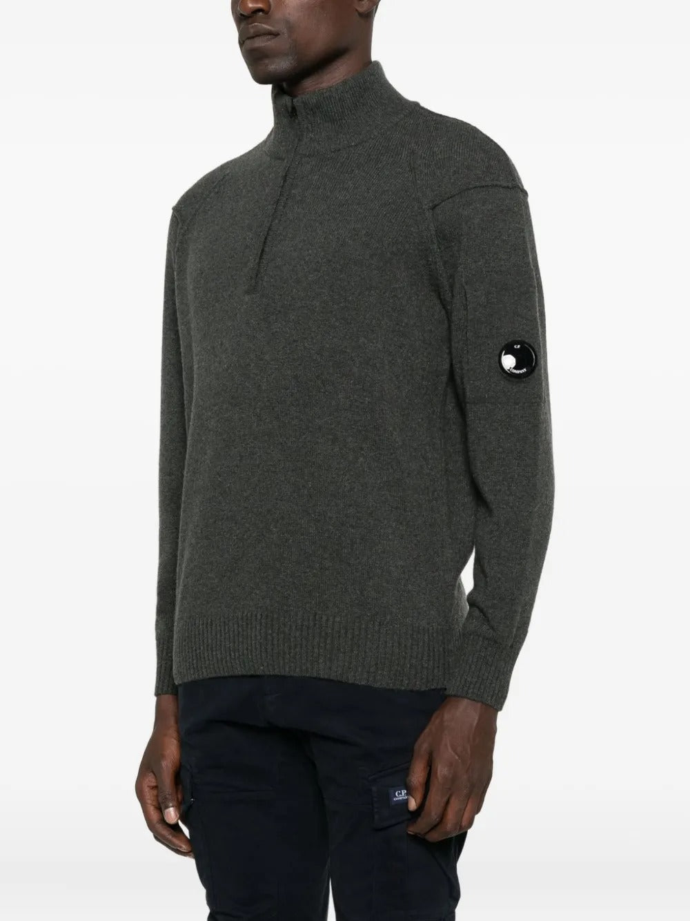 C.P. COMPANY - Pull en Laine à Col Zippé Gris Foncé - Lothaire