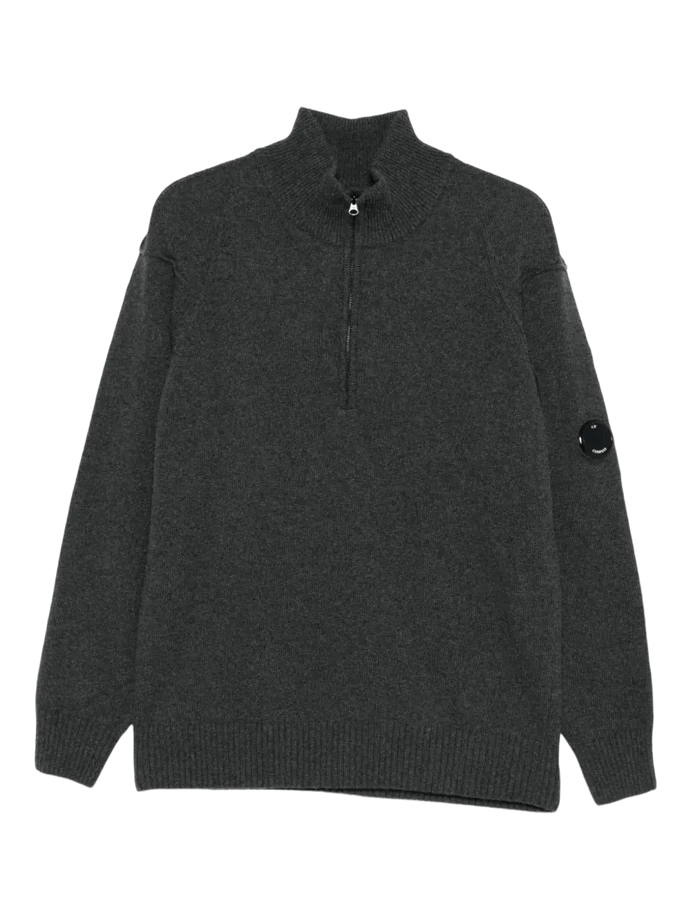 C.P. COMPANY - Pull en Laine à Col Zippé Gris Foncé - Lothaire