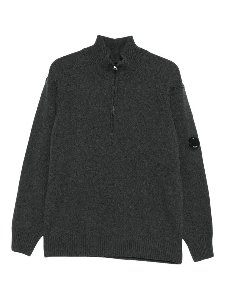 C.P. COMPANY - Pull en Laine à Col Zippé Gris Foncé - Lothaire