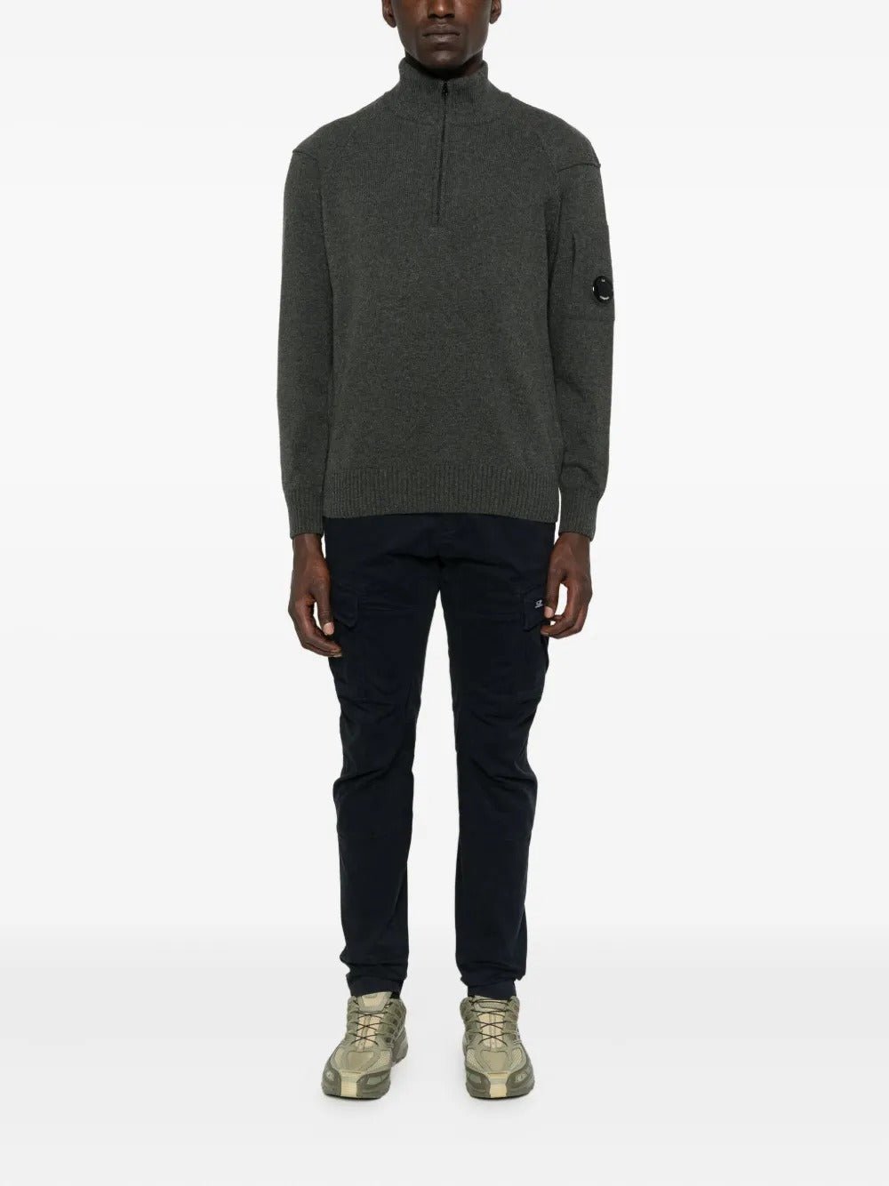 C.P. COMPANY - Pull en Laine à Col Zippé Gris Foncé - Lothaire