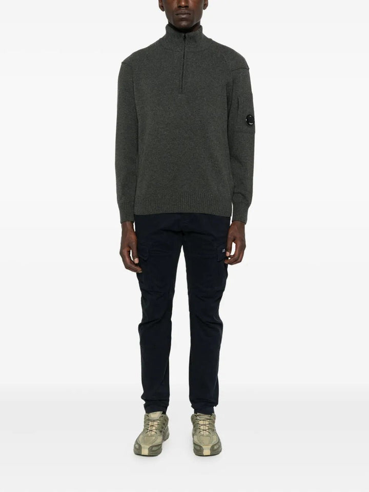 C.P. COMPANY - Pull en Laine à Col Zippé Gris Foncé - Lothaire
