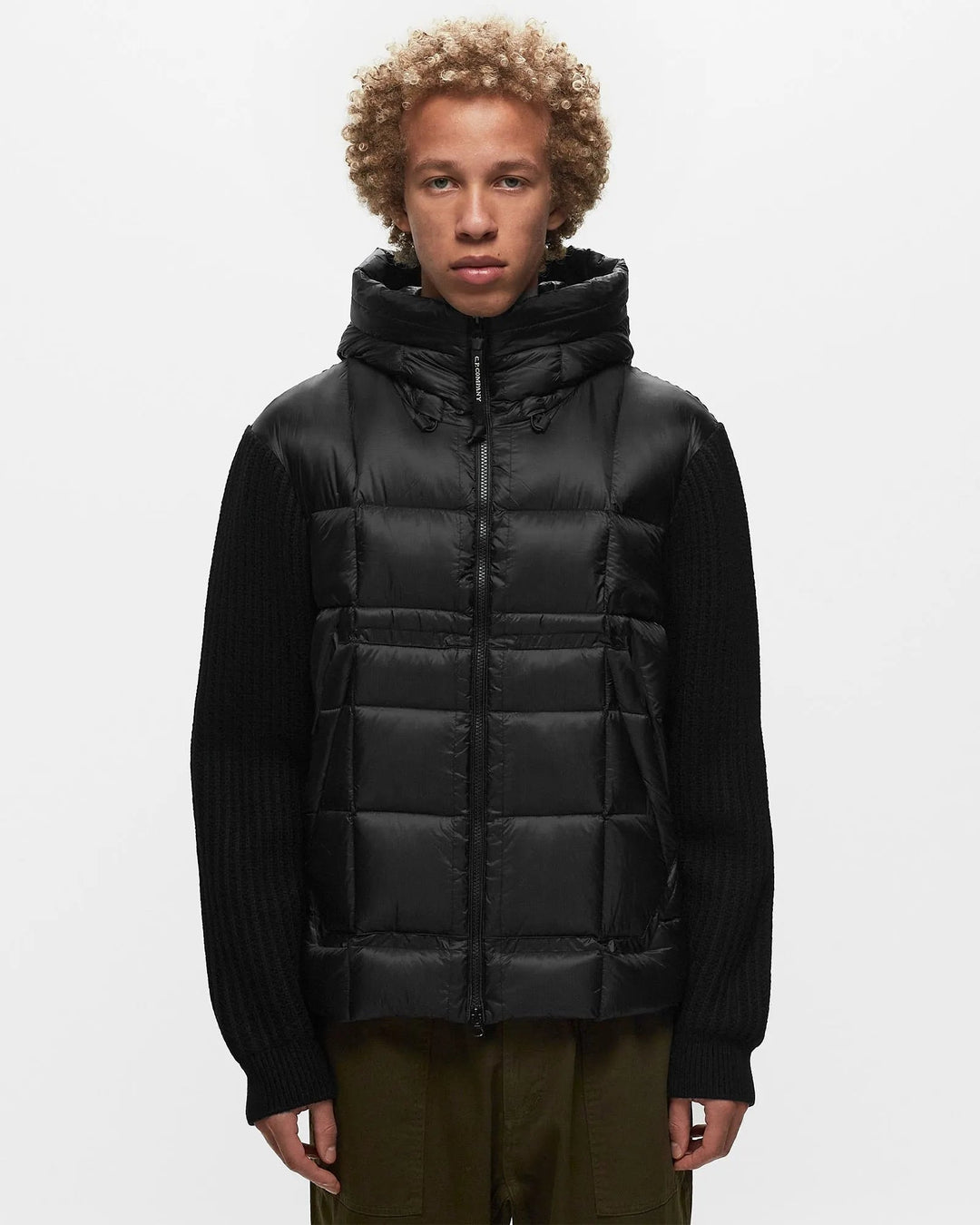 C.P. COMPANY - Pull Extrafine Merino Wool Mixed Full Zip Goggle Sweater Noir - Lothaire