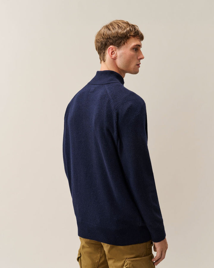 C.P. COMPANY - Pull Lambswool à Col Boutonné Bleu Nuit - Lothaire