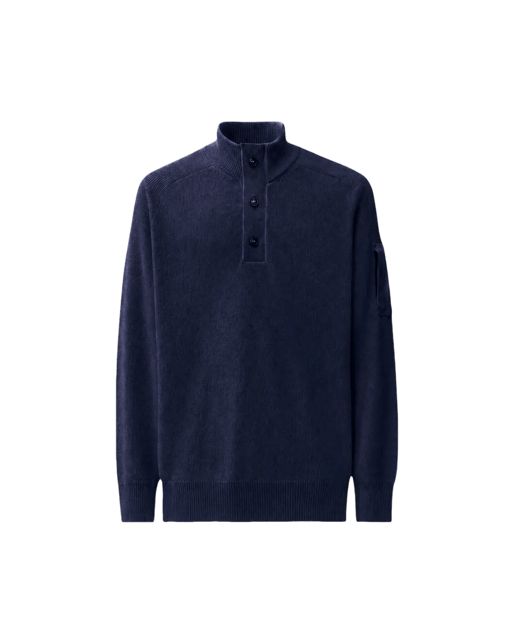 C.P. COMPANY - Pull Lambswool à Col Boutonné Bleu Nuit - Lothaire