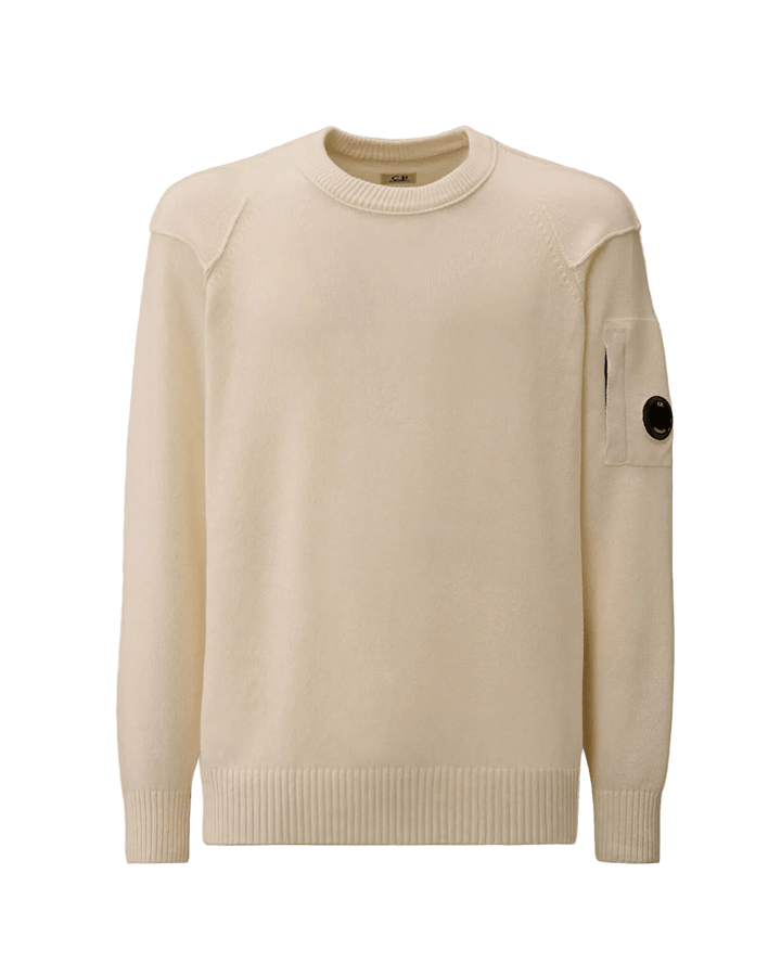 C.P. COMPANY - Pull Lambswool GRS Crewneck Lens Gauze White - Lothaire