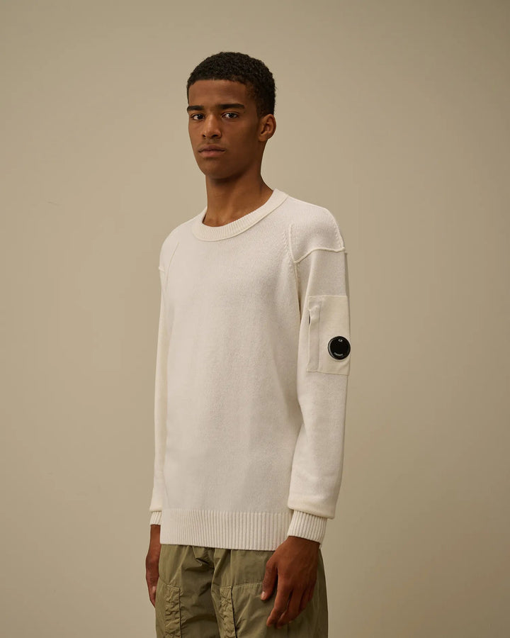 C.P. COMPANY - Pull Lambswool GRS Crewneck Lens Gauze White - Lothaire