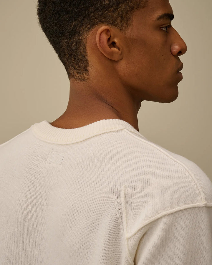 C.P. COMPANY - Pull Lambswool GRS Crewneck Lens Gauze White - Lothaire