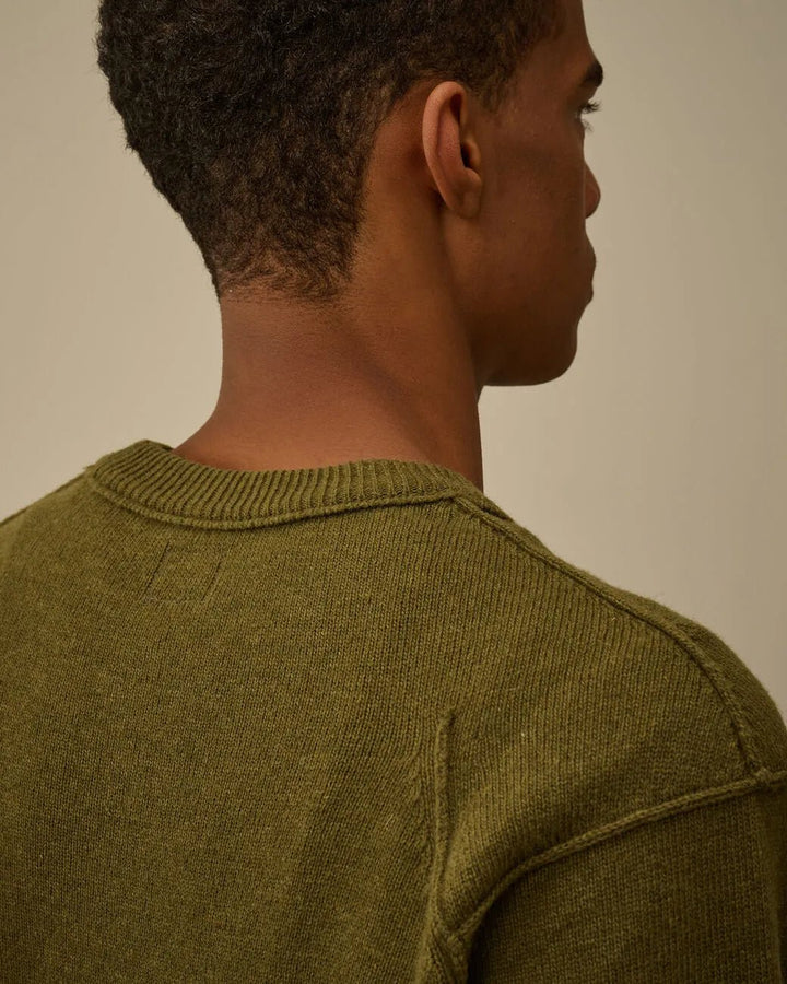 C.P. Company - Pull Lambswool GRS Crewneck Lens Sweater Ivy Green - Lothaire