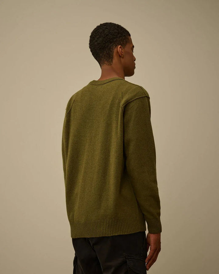C.P. Company - Pull Lambswool GRS Crewneck Lens Sweater Ivy Green - Lothaire