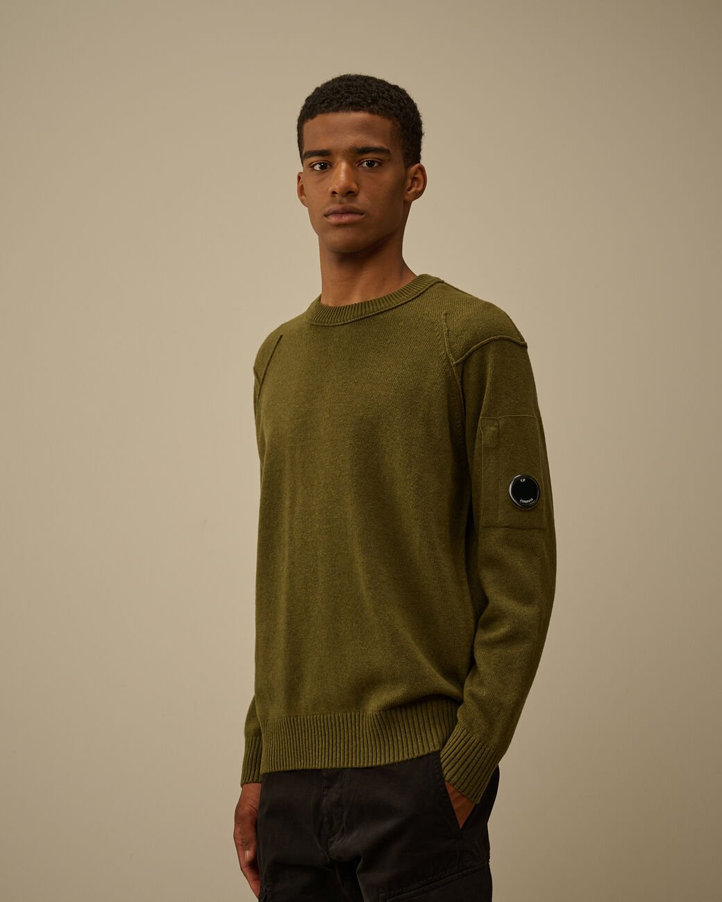 C.P. Company - Pull Lambswool GRS Crewneck Lens Sweater Ivy Green - Lothaire