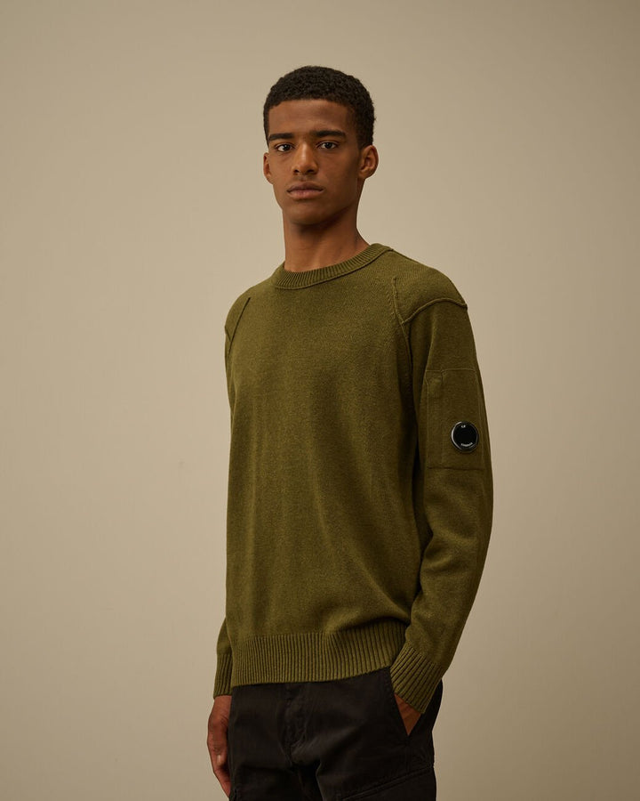 C.P. Company - Pull Lambswool GRS Crewneck Lens Sweater Ivy Green - Lothaire