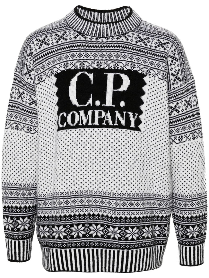 C.P Company - Pull Logo Blanc - Lothaire