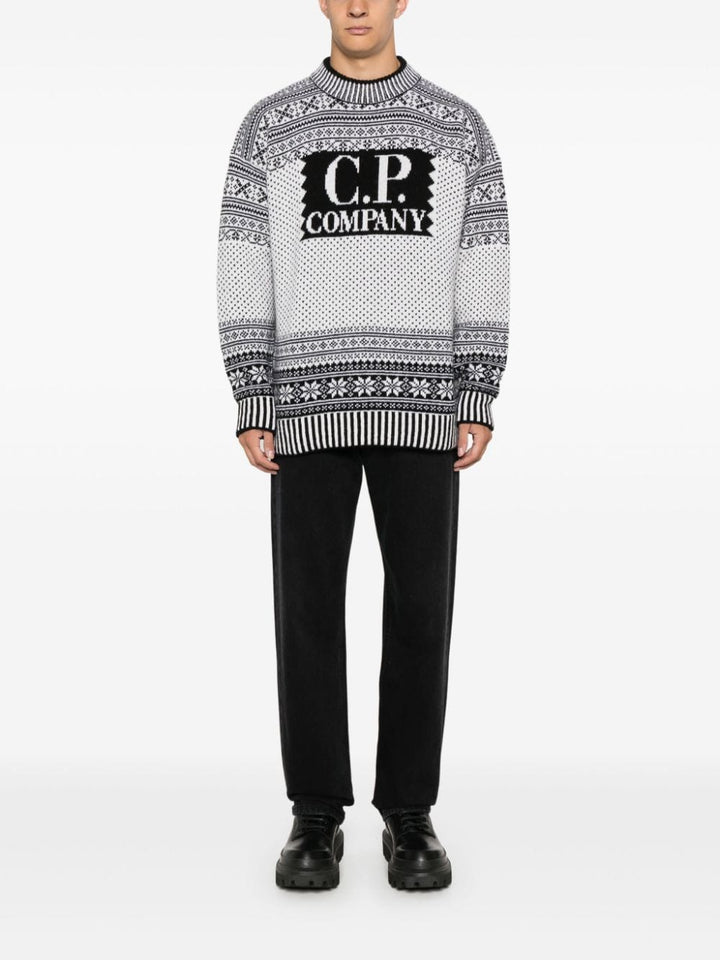 C.P Company - Pull Logo Blanc - Lothaire