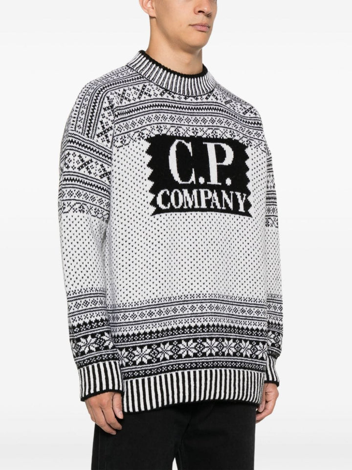 C.P Company - Pull Logo Blanc - Lothaire