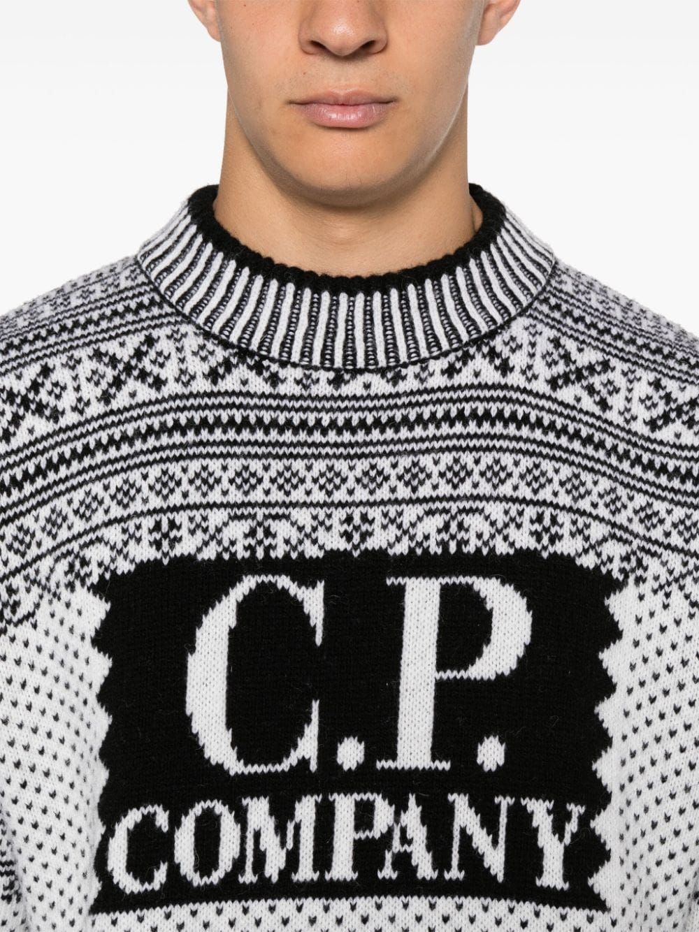 C.P Company - Pull Logo Blanc - Lothaire