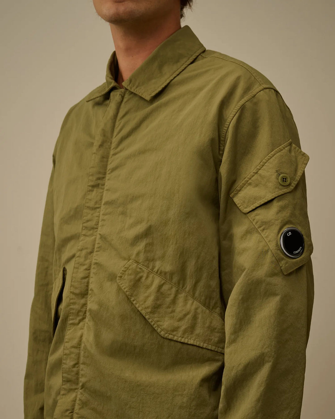 C.P. Company - Surchemise Diagonal Flatt Nylon Button Overshirt Capers - Lothaire