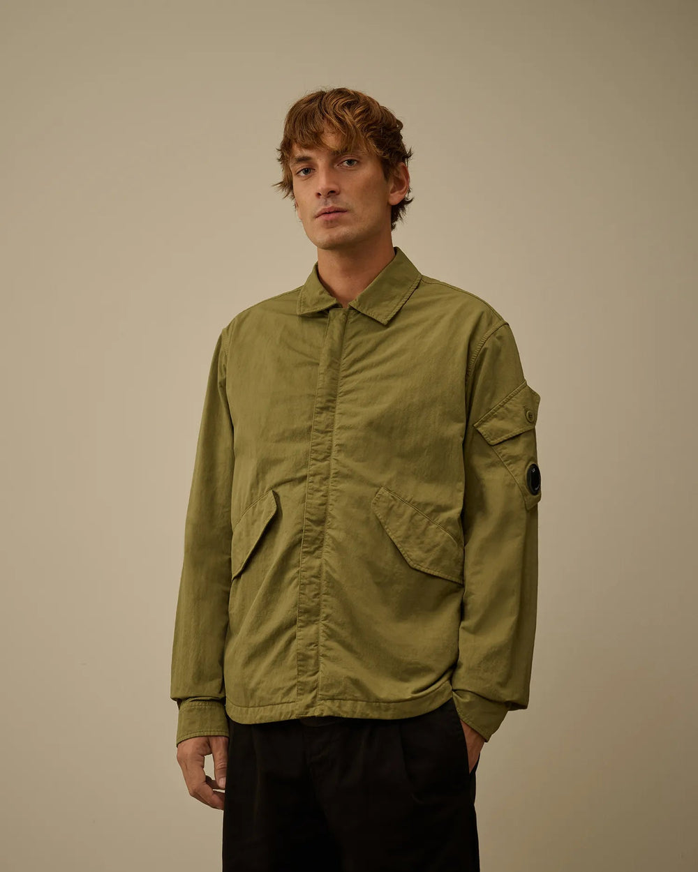 C.P. Company - Surchemise Diagonal Flatt Nylon Button Overshirt Capers - Lothaire
