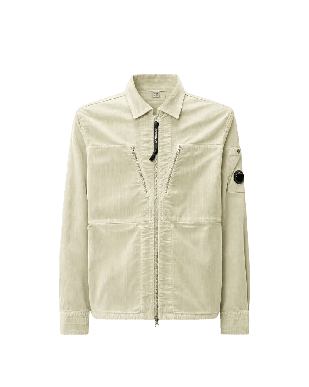 C.P. COMPANY - Surchemise Lens zippée en velours côtelé Beige clair - Lothaire