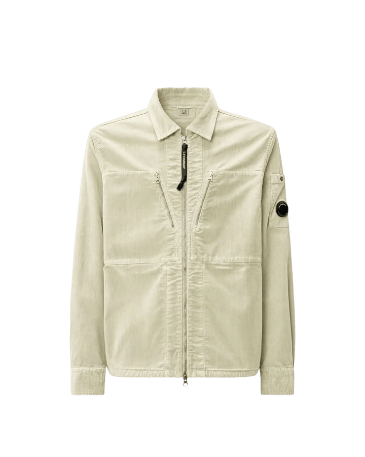 C.P. COMPANY - Surchemise Lens zippée en velours côtelé Beige clair - Lothaire