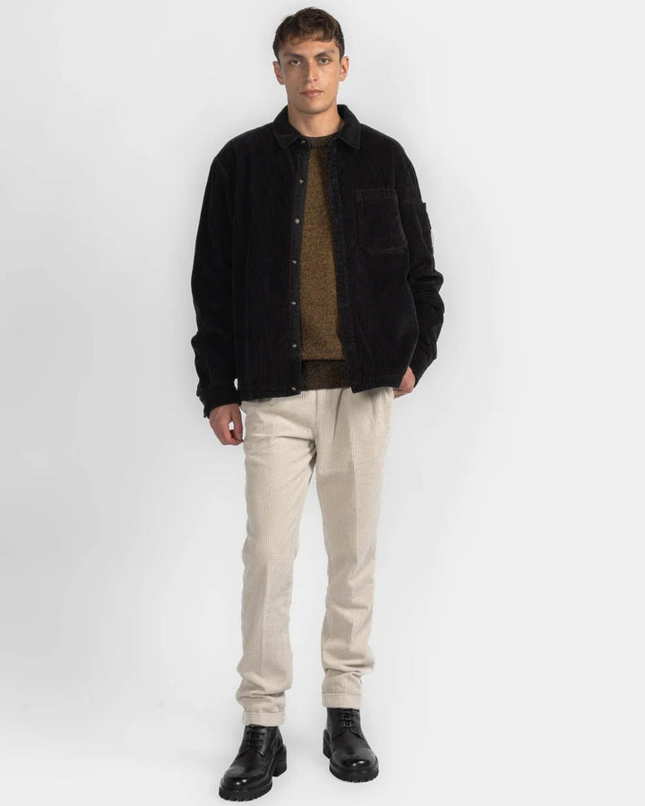 C.P. COMPANY - Surchemise Matelassée Corduroy 350 en Velours Côtelé Noir - Lothaire