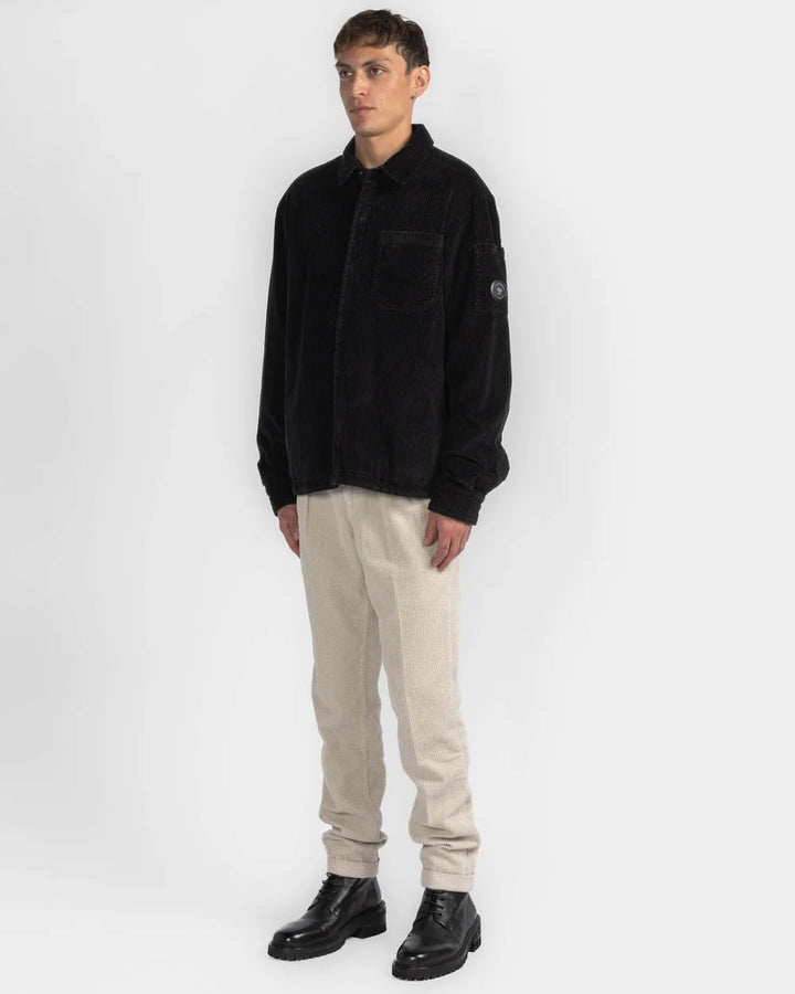 C.P. COMPANY - Surchemise Matelassée Corduroy 350 en Velours Côtelé Noir - Lothaire