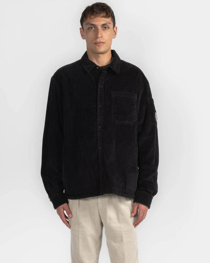 C.P. COMPANY - Surchemise Matelassée Corduroy 350 en Velours Côtelé Noir - Lothaire