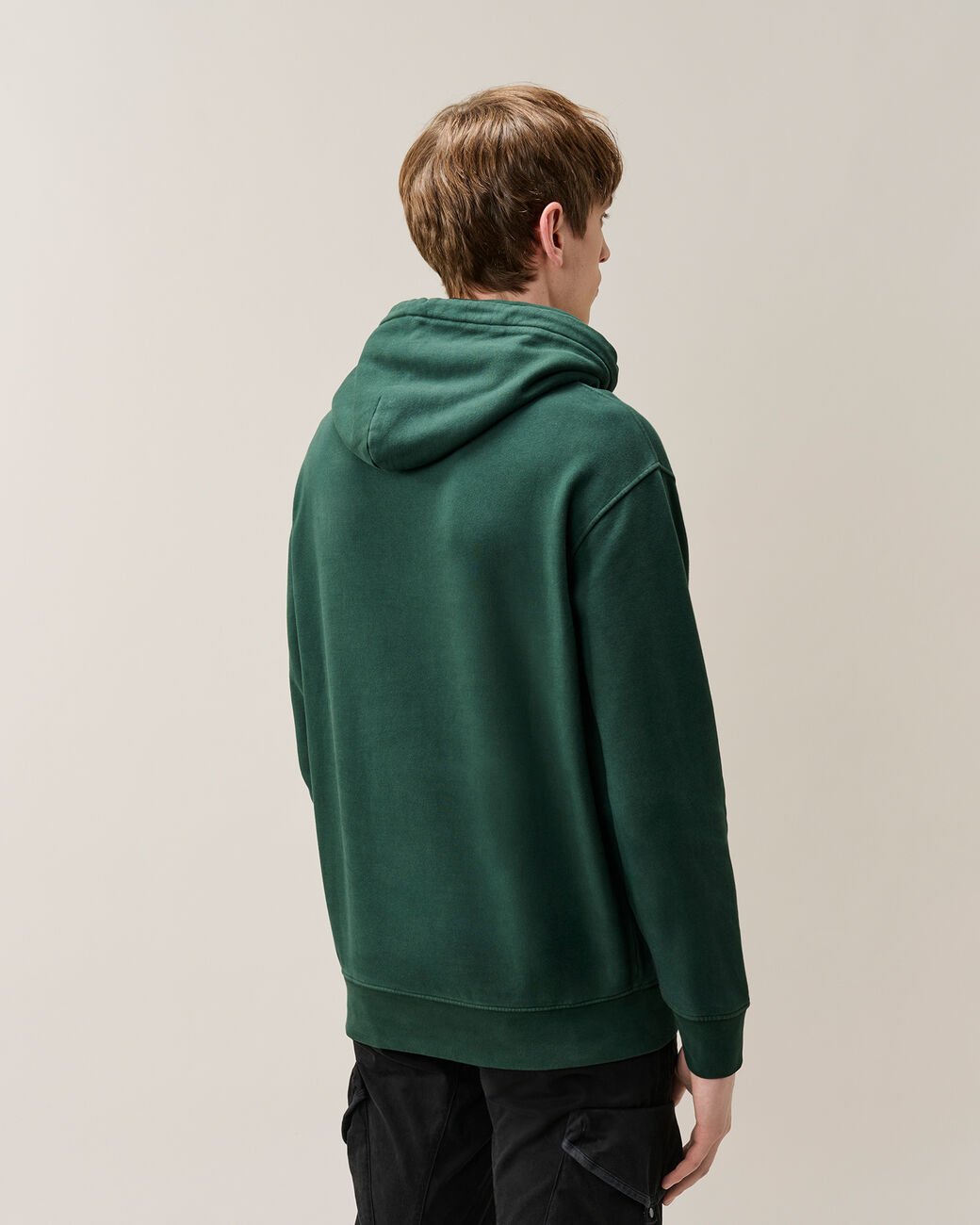 C.P. COMPANY - Sweat à capuche en molleton diagonal Vert Pin - Lothaire