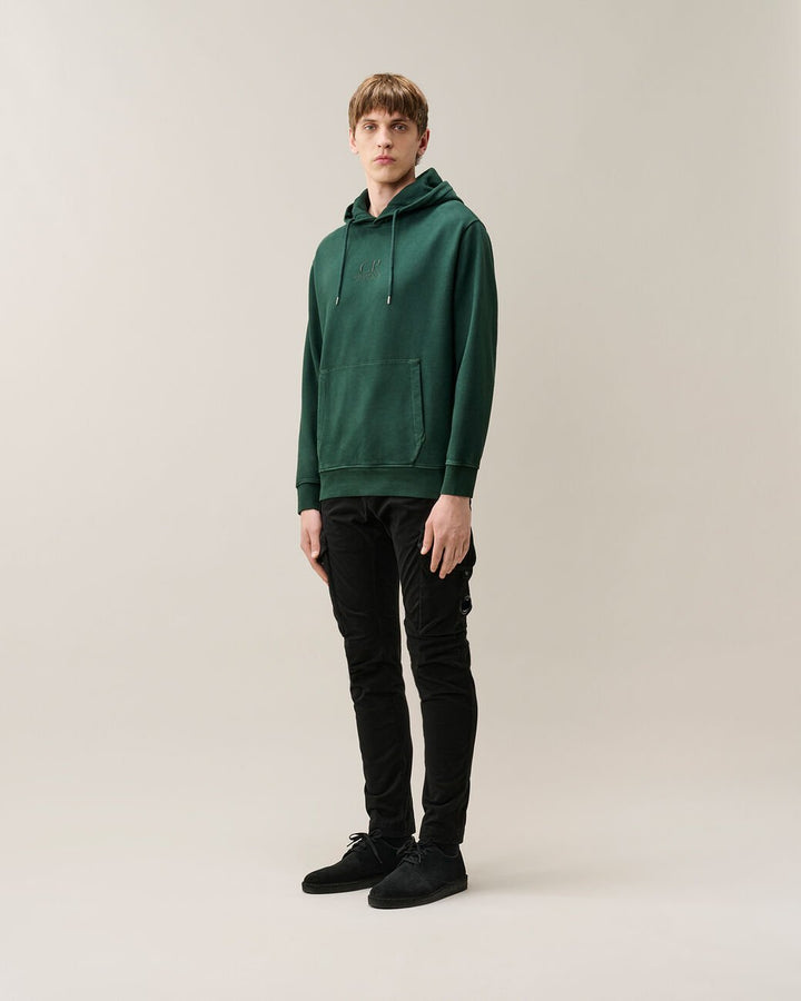 C.P. COMPANY - Sweat à capuche en molleton diagonal Vert Pin - Lothaire
