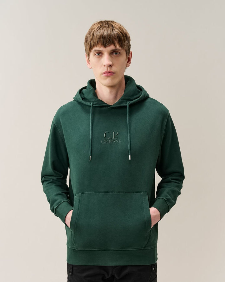 C.P. COMPANY - Sweat à capuche en molleton diagonal Vert Pin - Lothaire