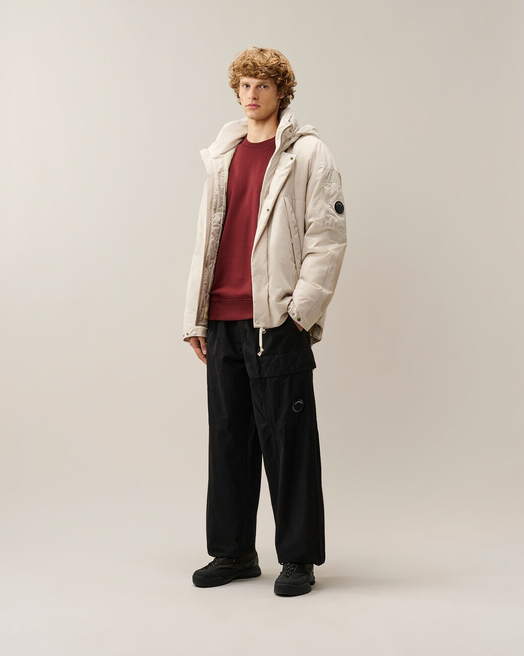 C.P. COMPANY - Sweat-shirt Diagonal Raised Fleece Lens Rouge Andorre - Lothaire