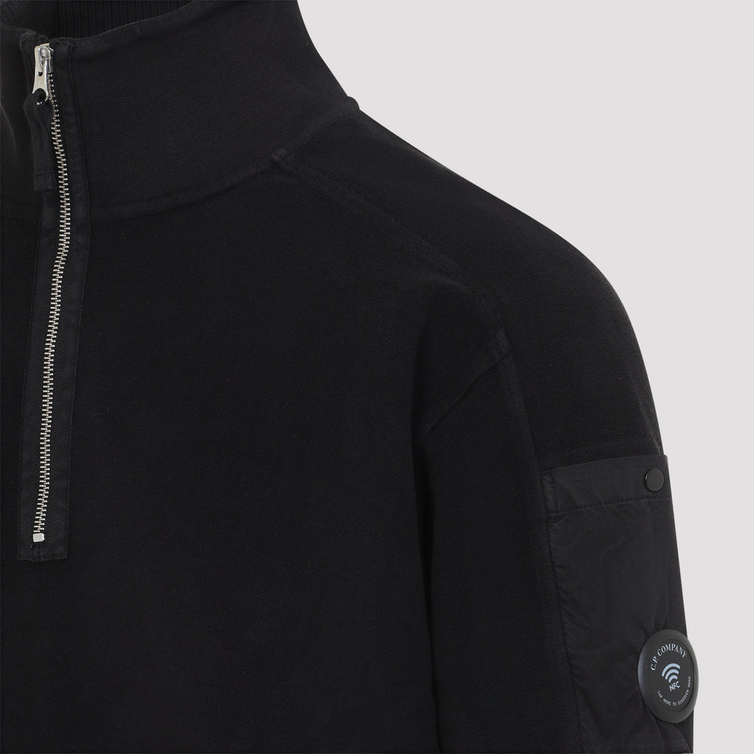 C.P. COMPANY - Sweat-shirt Polo Lens zippé Noir - Lothaire