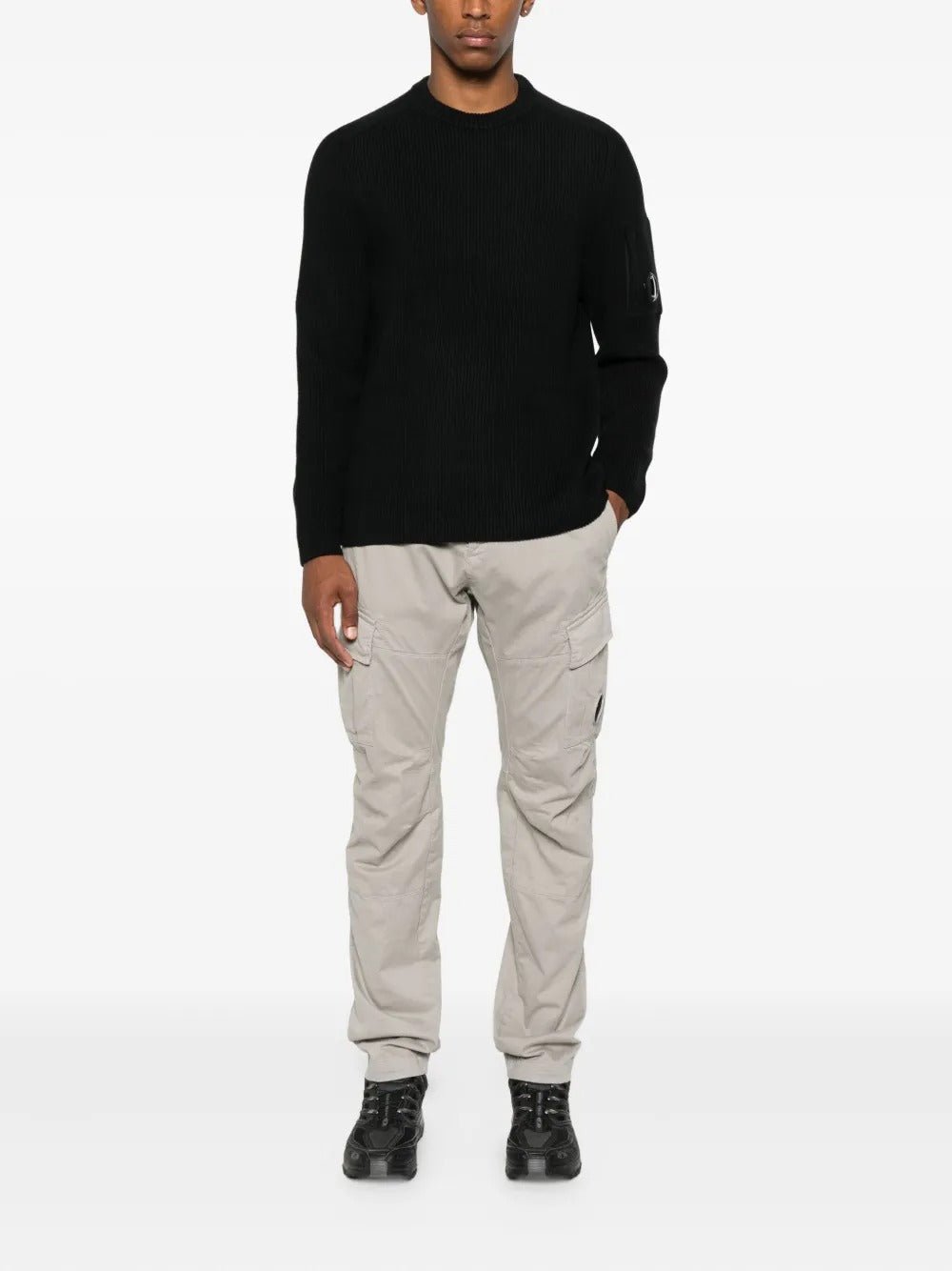 C.P. COMPANY - Sweater Full Rib Crewneck Lens Noir - Lothaire