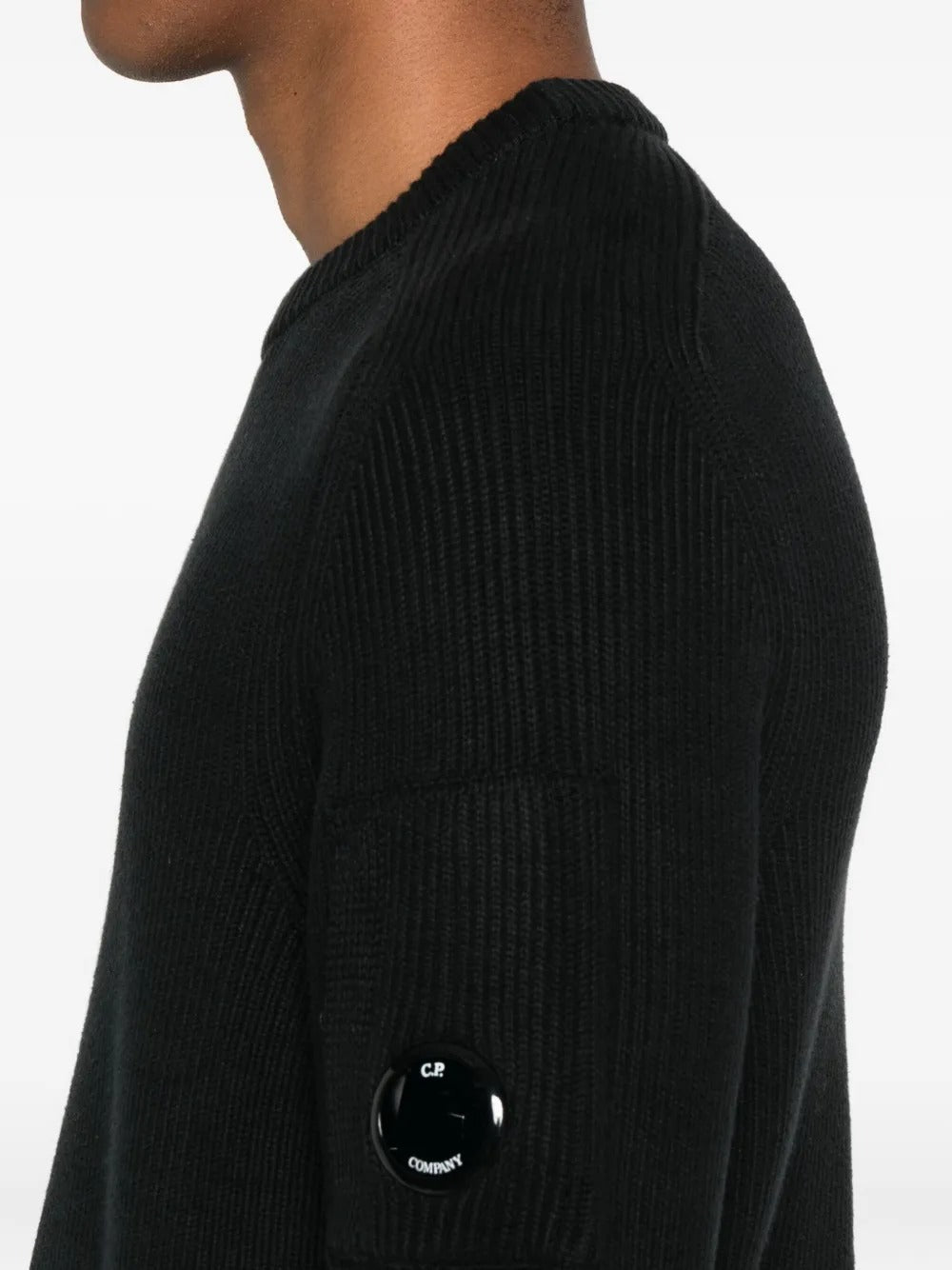 C.P. COMPANY - Sweater Full Rib Crewneck Lens Noir - Lothaire