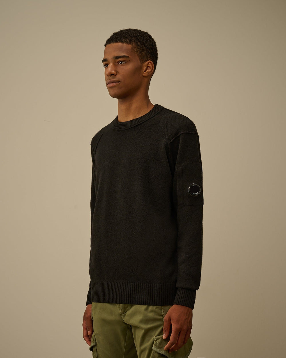 C.P. COMPANY - Sweater Lambswool GRS Crewneck Lens Noir - Lothaire