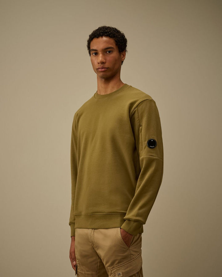 C.P. COMPANY - Sweatshirt Diagonal Raised Fleece Crewneck Lens Vert olive - Lothaire
