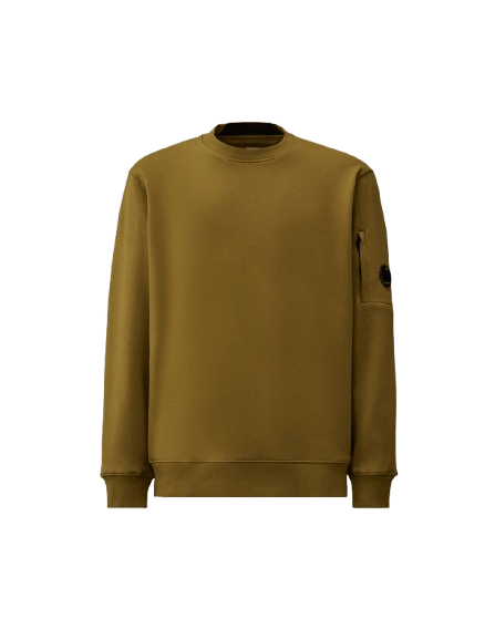 C.P. COMPANY - Sweatshirt Diagonal Raised Fleece Crewneck Lens Vert olive - Lothaire