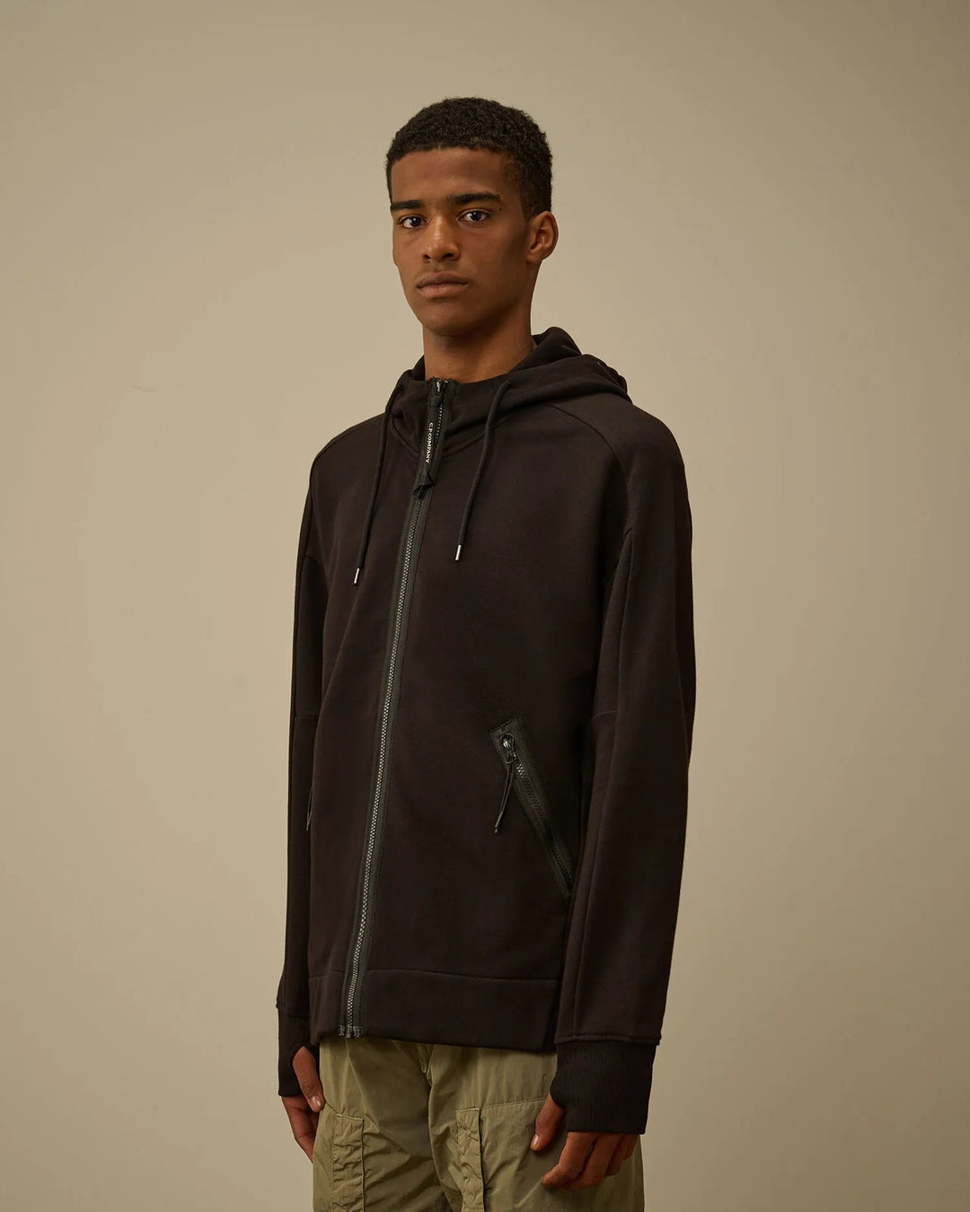 C.P. COMPANY - Sweatshirt Diagonal Raised Fleece Goggle Noir - Lothaire