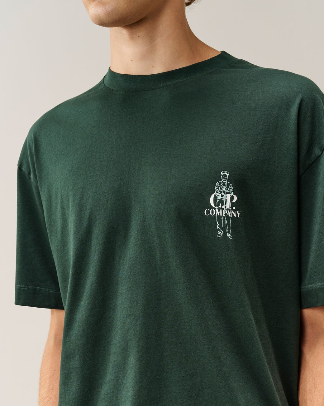 C.P. COMPANY - T-shirt Comfort Logo en jersey de coton Vert sapin - Lothaire