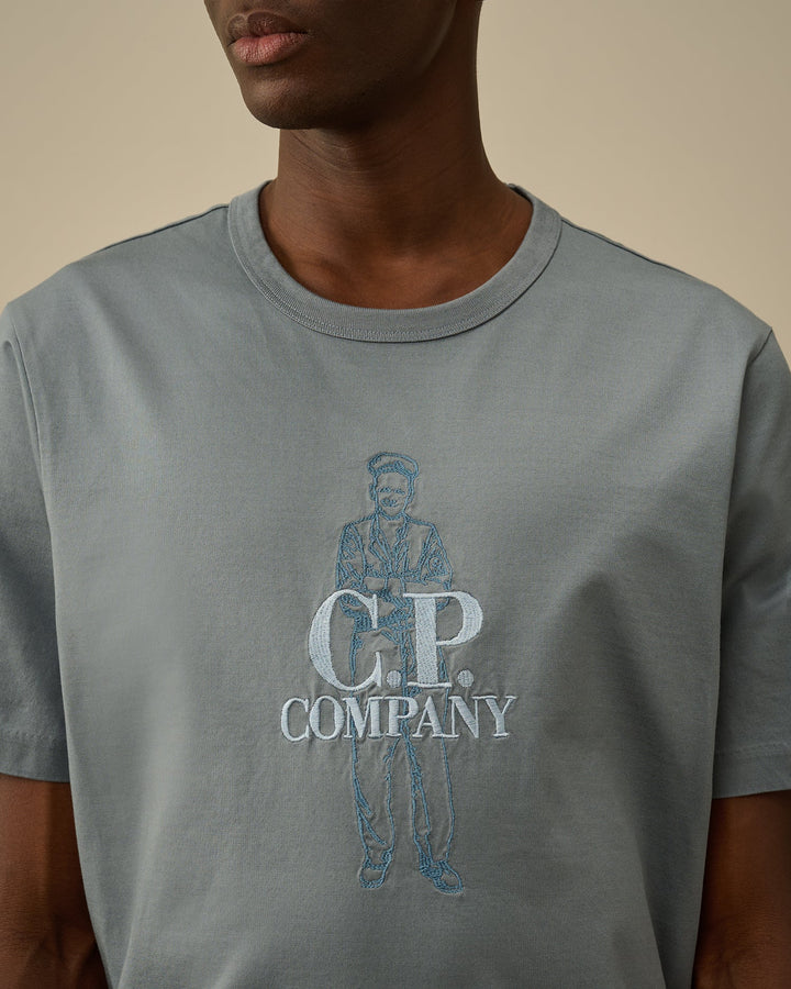 C.P. COMPANY - T-shirt dans un jersey de coton mercerisé Bleu ciel - Lothaire