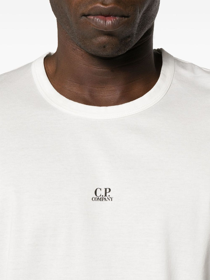 C.P. COMPANY - T-shirt en Coton à Logo Imprimé Blanc - Lothaire