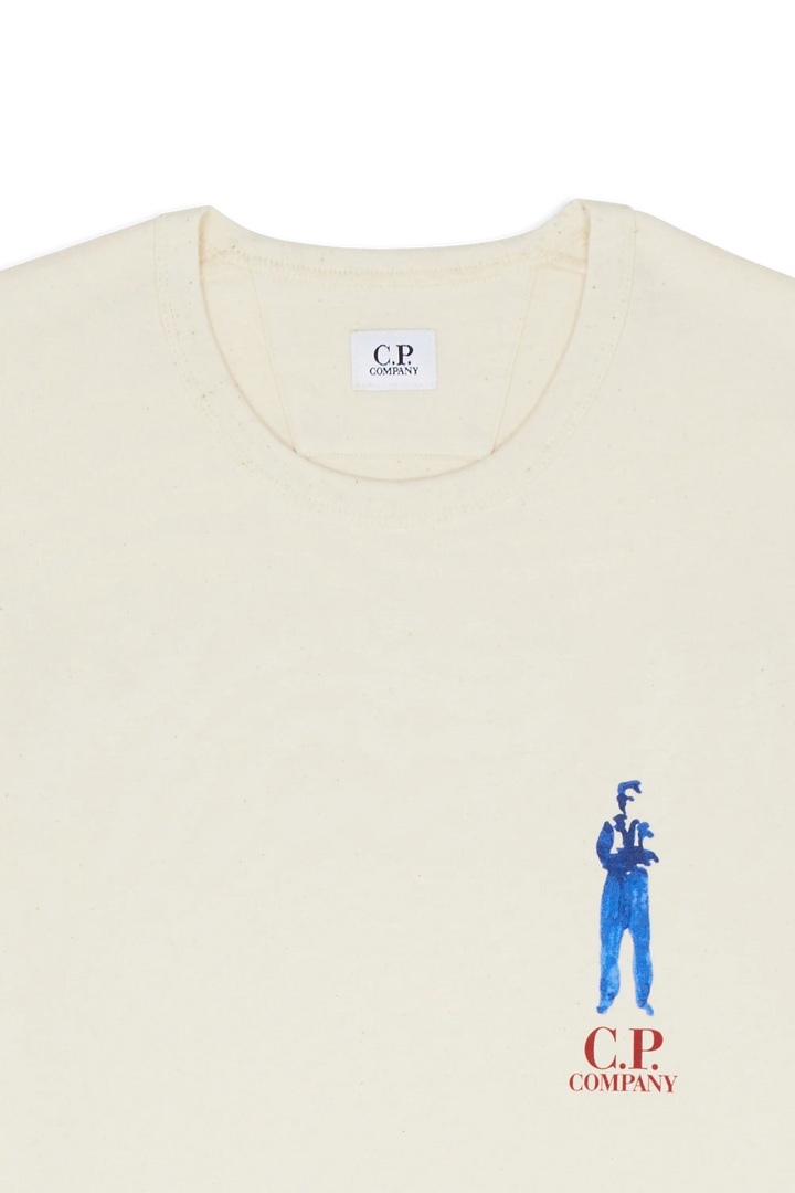 C.P. COMPANY - T - SHIRT SHORT SLEEVE IN JERSEY GUSCETTE - Beige - Lothaire