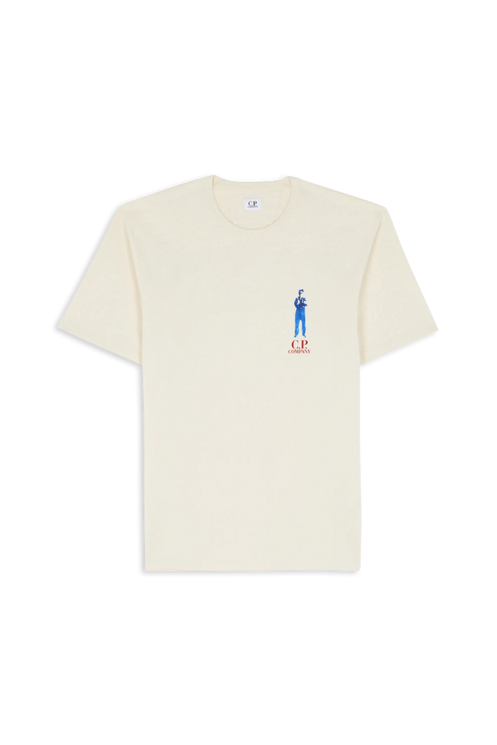 C.P. COMPANY - T - SHIRT SHORT SLEEVE IN JERSEY GUSCETTE - Beige - Lothaire