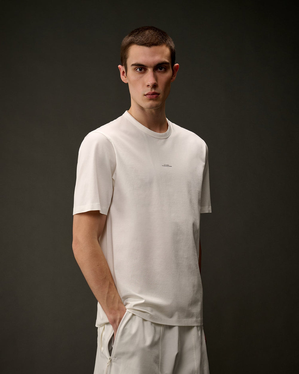 C.P. Company - The Metropolis Series Mercerized Jersey Printed Logo T-Shirt blanc - Lothaire