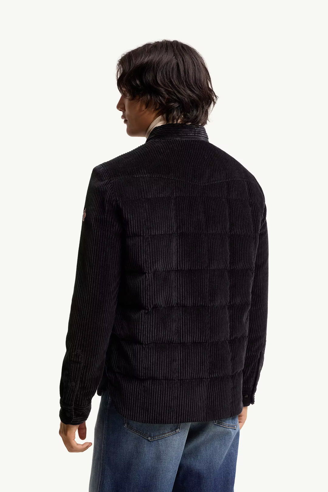 MONCLER - Doudoune-Chemise Gelt en Velours Côtelé Bleu Marine
