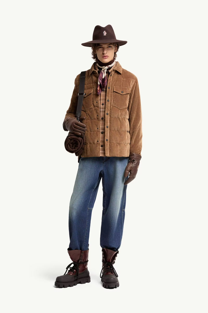 MONCLER - Doudoune-chemise Gelt côtelée Marron