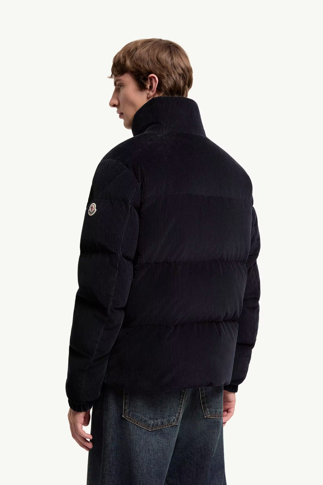 MONCLER - Doudoune courte Esparron en velours côtelé Bleu foncé