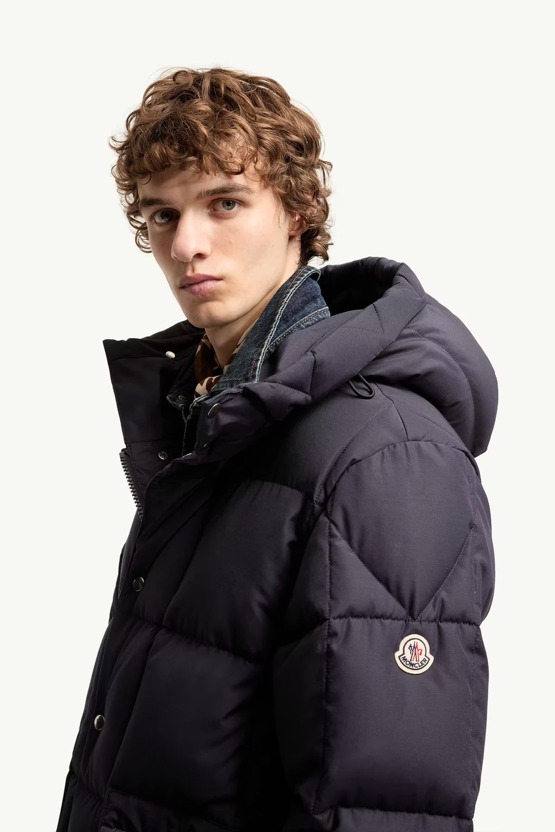 MONCLER - Doudoune Longue à Capuche Sylmara Bleu Foncé